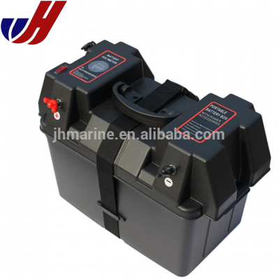 Marine Trolling Motor Power Center Station Battery Box with voltmeter,USB and 12V charger port